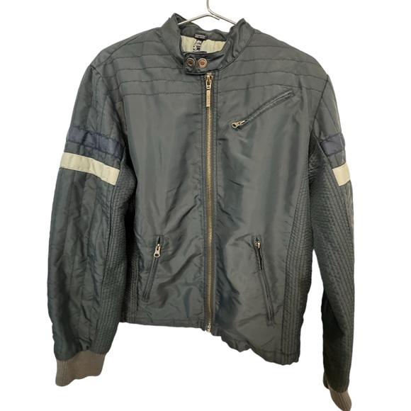 Retro Y2K Quicksilver Gray High End Moto Racer Jacket Surf Men’s S Rare - Picture 1 of 9